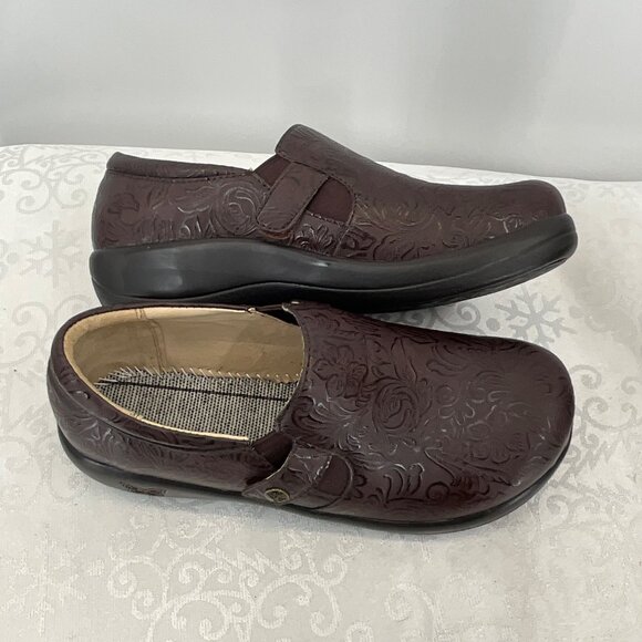 Alegria Women's Embossed  Brown Floral Slip-On Shoes 38 - Picture 4 of 8